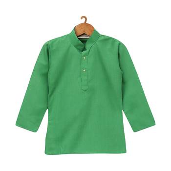 Green Printed Cotton Poly Boys Kurta Pyjama 2