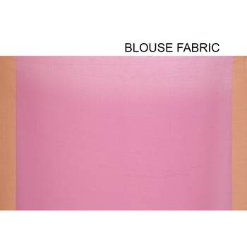 Pink plain cotton silk saree without blouse 3