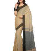 White plain cotton silk saree without blouse