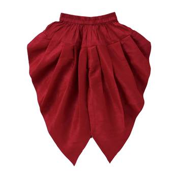 Maroon Woven Art Silk Top With Dhoti For Girls 5