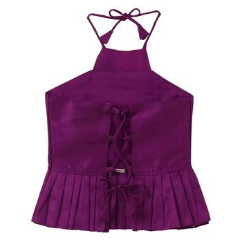Purple Plain Art Silk Top With Dhoti For Girls 4