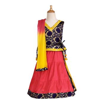 Pink Woven Cotton Stitched Lehenga 1