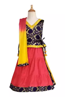 Pink Woven Cotton Stitched Lehenga