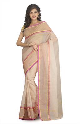 White plain cotton saree without blouse 1