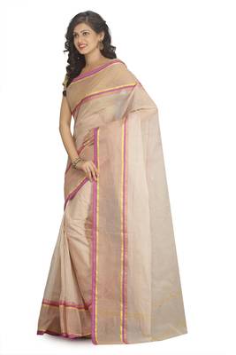 White plain cotton saree without blouse 2