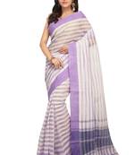 White plain cotton saree without blouse