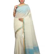 White plain cotton saree without blouse