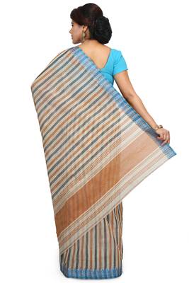 Multicolor plain cotton saree without blouse 2