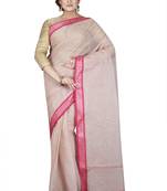 White plain cotton saree without blouse