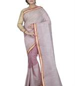 Purple plain cotton saree without blouse