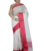 White plain cotton saree without blouse