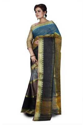 Multicolor plain cotton saree without blouse 2