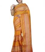 Yellow plain cotton saree without blouse