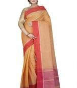 Yellow plain cotton saree without blouse