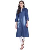 Blue plain cotton  kurti
