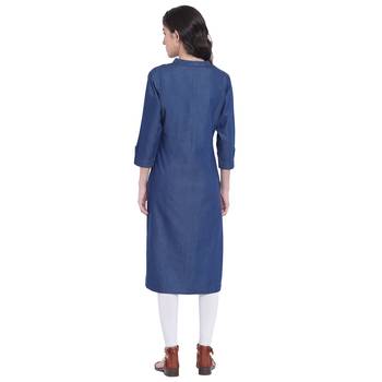 Blue plain cotton  kurti 2