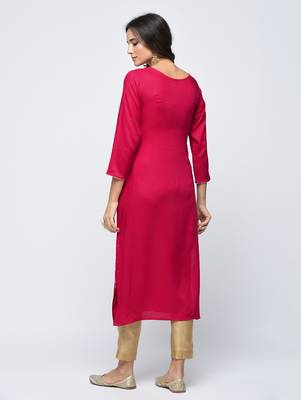 Pink printed rayon  kurti 2
