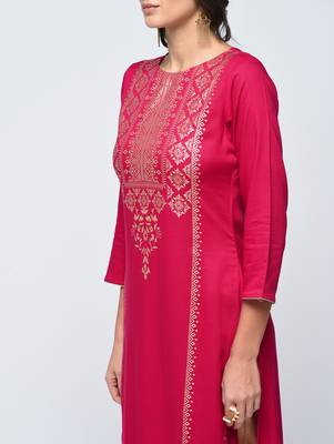 Pink printed rayon  kurti 4