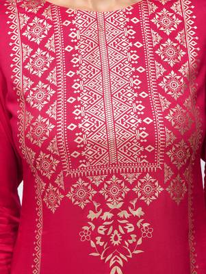 Pink printed rayon  kurti 5