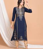 Blue printed rayon kurtas and kurtis