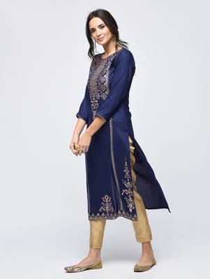 Blue printed rayon kurtas and kurtis 3