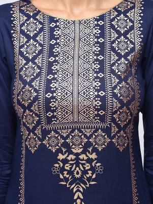 Blue printed rayon kurtas and kurtis 5