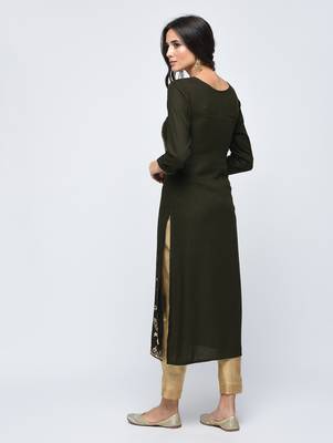Green printed rayon  kurti 2