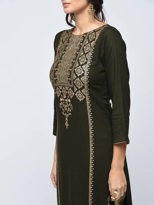 Green printed rayon  kurti 4