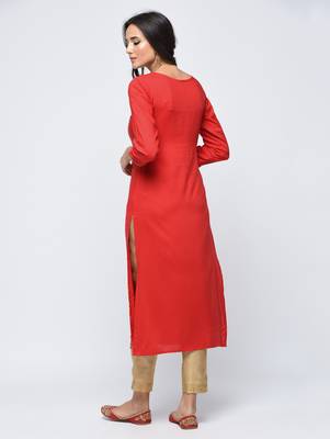 Red printed rayon  kurti 2