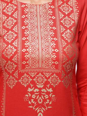 Red printed rayon  kurti 5