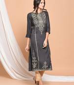 Grey printed rayon  kurti