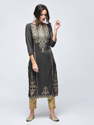 Grey printed rayon  kurti 3