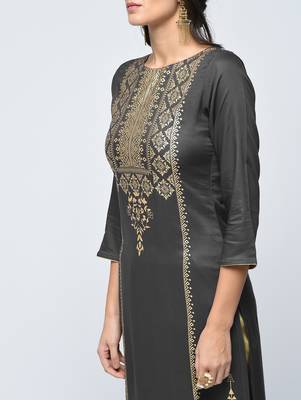 Grey printed rayon  kurti 4