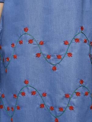 Blue embroidered cotton  kurti 5