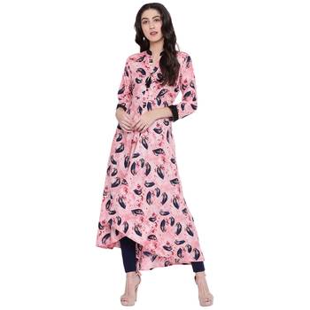 Pink printed rayon  kurti 1