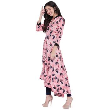 Pink printed rayon  kurti 4