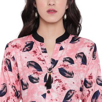 Pink printed rayon  kurti 5