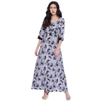 Grey printed rayon  kurti 1