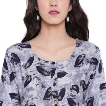 Grey printed rayon  kurti 5