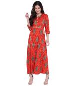 Orange printed rayon  kurti