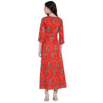 Orange printed rayon  kurti 2
