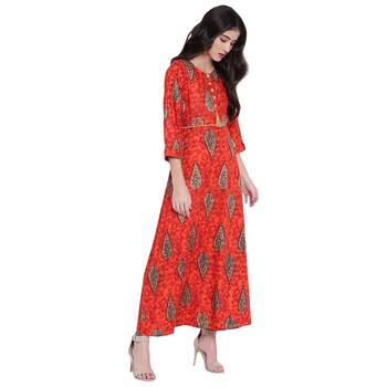 Orange printed rayon  kurti 3