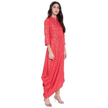 Pink printed rayon  kurti 3