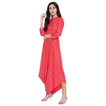 Pink printed rayon  kurti 4