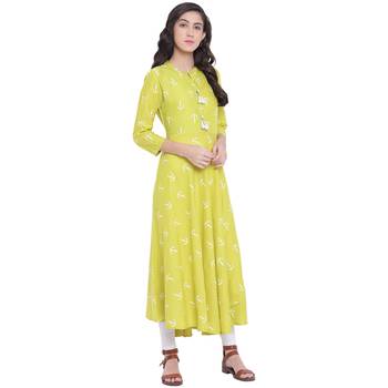Green printed rayon  kurti 3