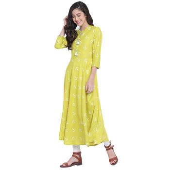 Green printed rayon  kurti 4