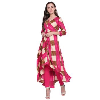 Pink printed rayon  kurti 4