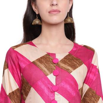 Pink printed rayon  kurti 5