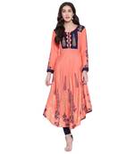 Peach printed rayon  kurti