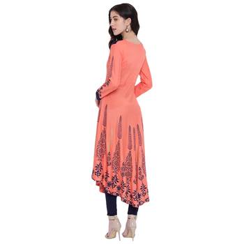 Peach printed rayon  kurti 2